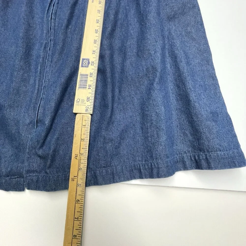 Go Softly Patio Embroidered Full Zip Denim Chambray Housedress Women's Size S
